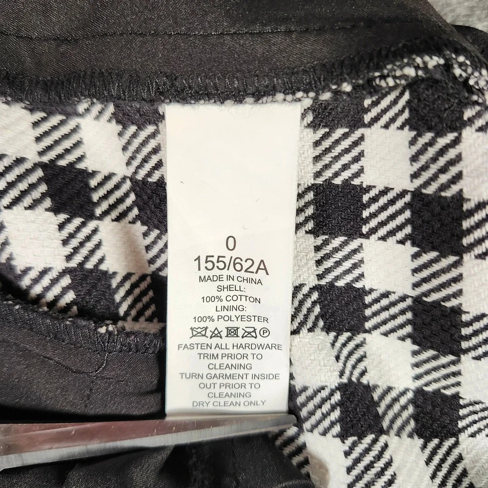 Kate Spade New York Gingham Cropped Pants‎ Women's Size 0 Black White Checkered